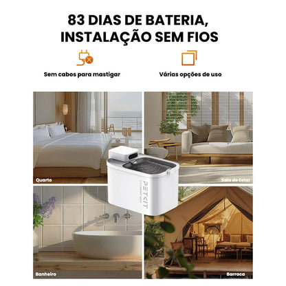 Fonte de Água Sem Fio 3L para Pets com Monitoramento por App – PETKIT Eversweet Max  Hidratação Inteligente