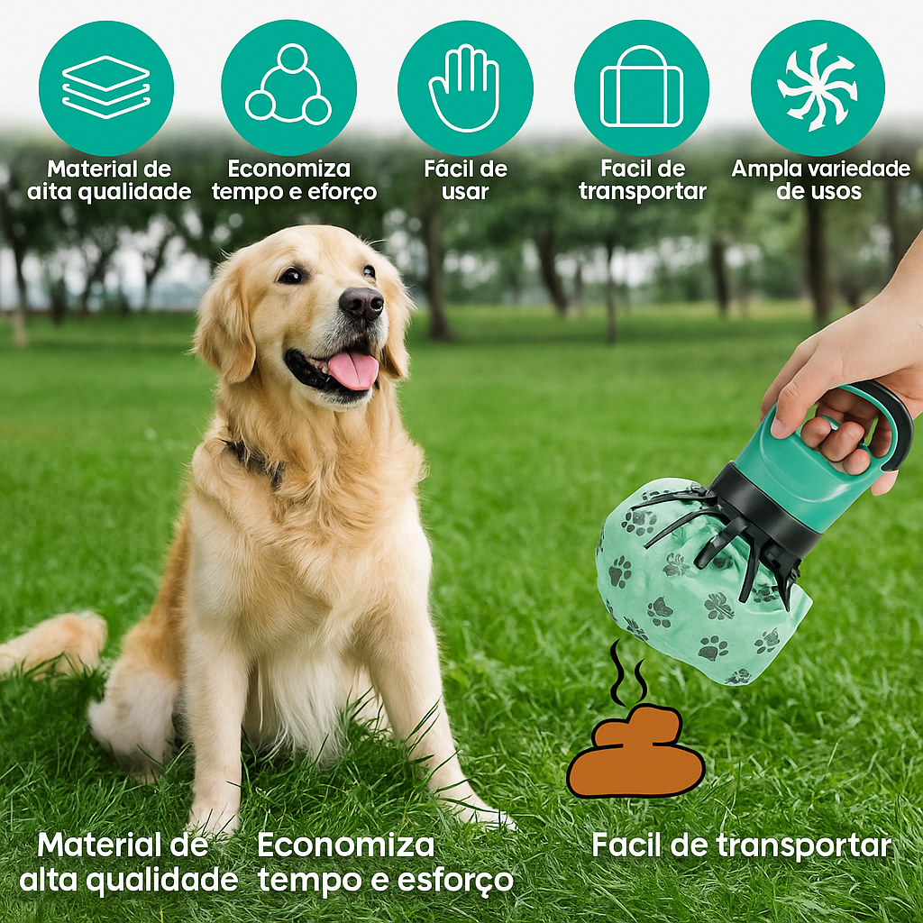 CleanWalk Pro™ – Coletor Higiênico Portátil para Pets